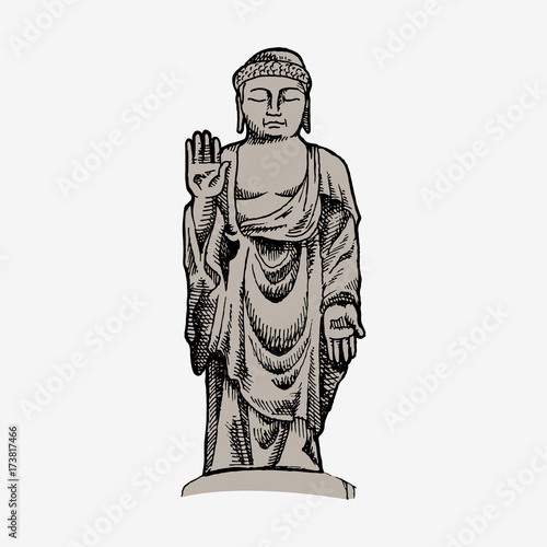 Hand drawn vector illustration of Buddha