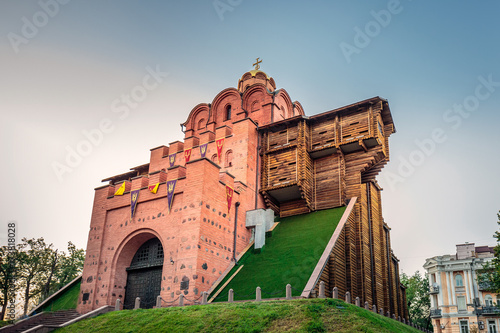 Famous Golden Gates in Kiev - one the most visited touristic places of the city, Ukraine. photo