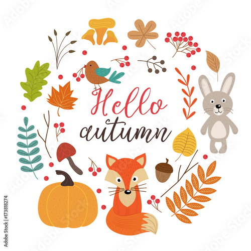 set of isolated autumn elements part 1  - vector illustration, eps