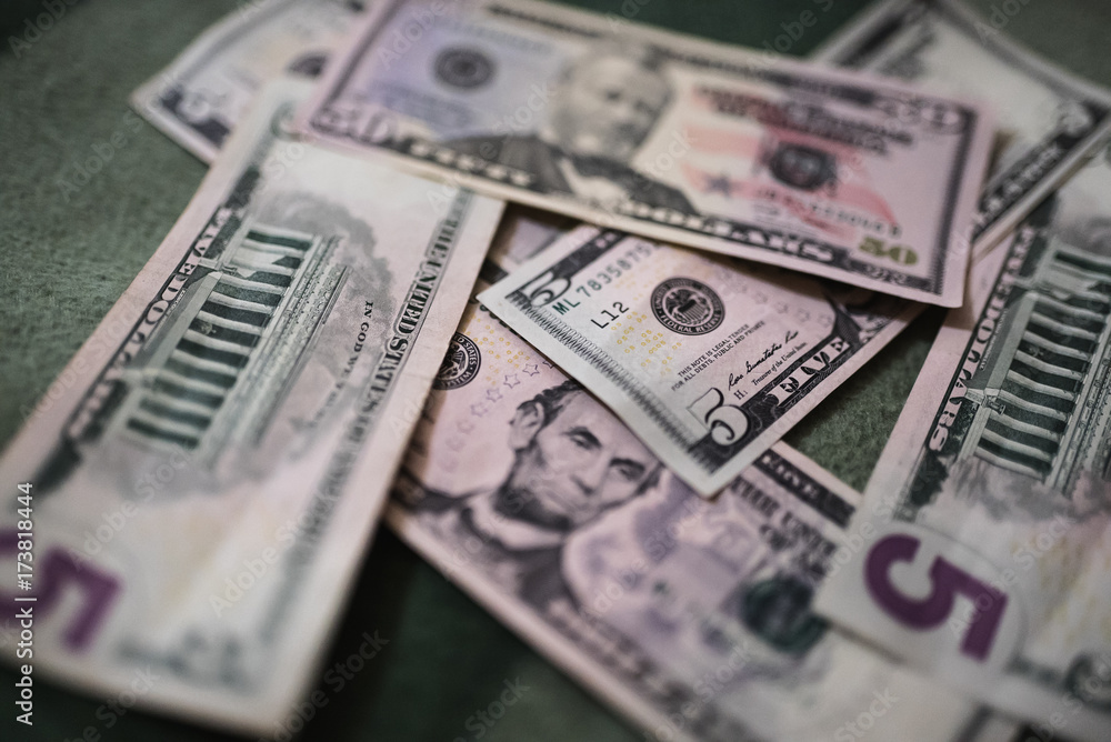 Dollar bills, money background. Dollars money set close up Dollar bills, money background. Dollars money set close up