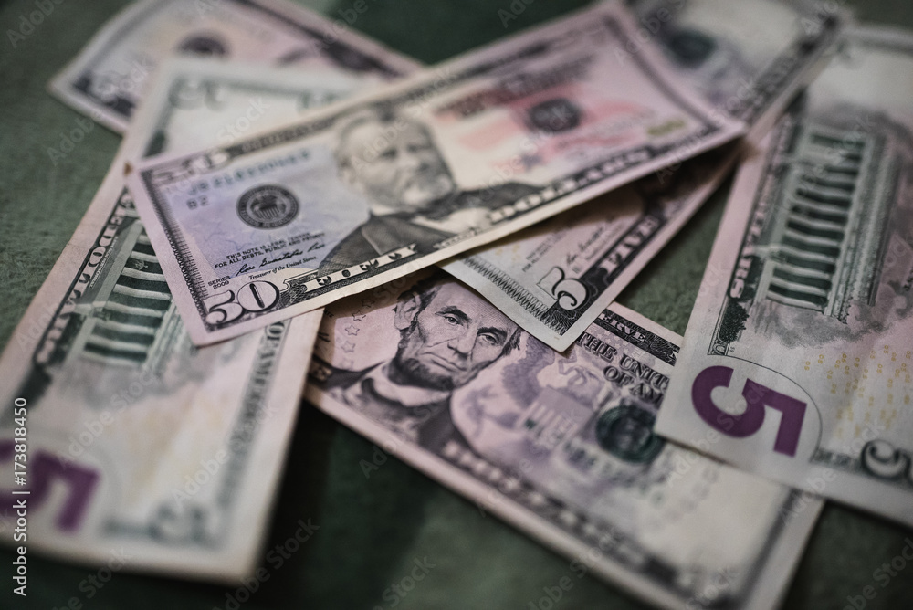 Dollar bills, money background. Dollars money set close up Dollar bills, money background. Dollars money set close up