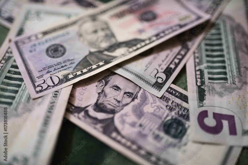 Dollar bills, money background. Dollars money set close up Dollar bills, money background. Dollars money set close up
