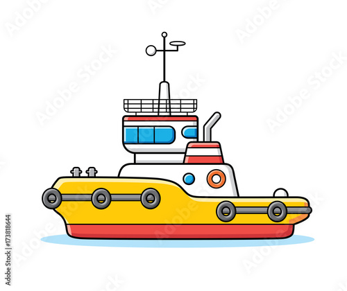 Tug boat vector isolated.