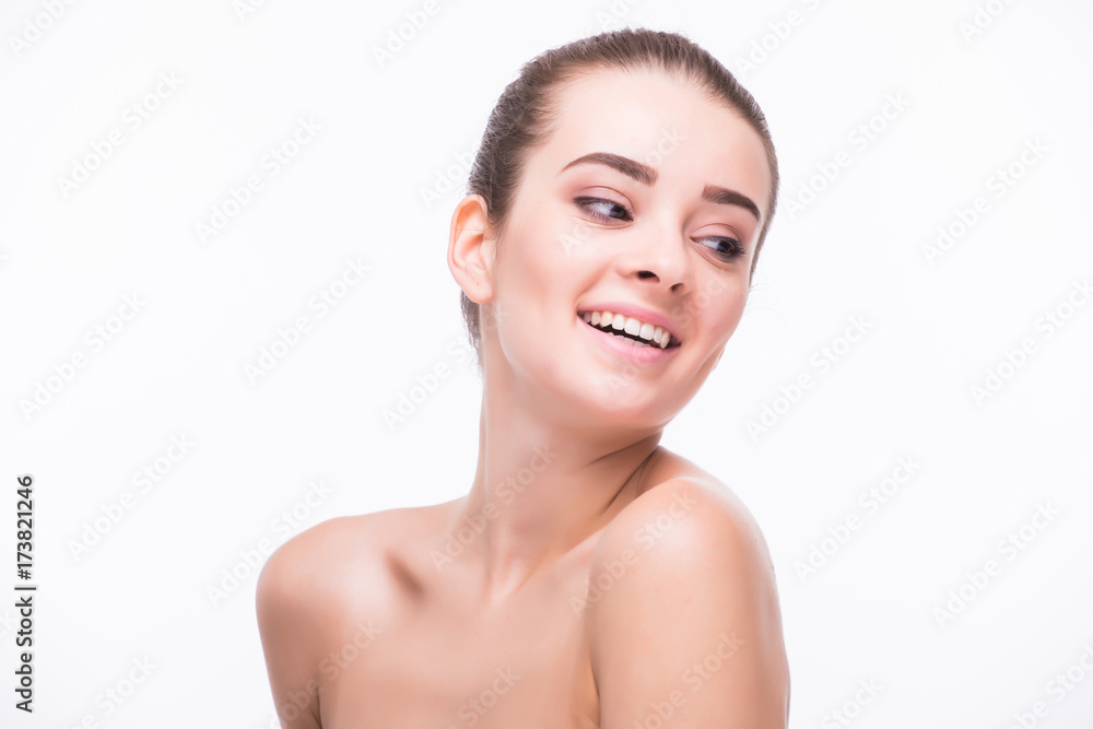 Portrait of beautiful young blond woman with clean face. Portrait of beautiful young blond woman with clean face.