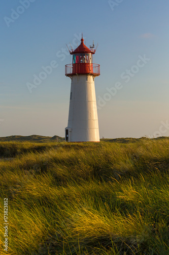 Lighthouse List West at sunset. Sylt, Germany 