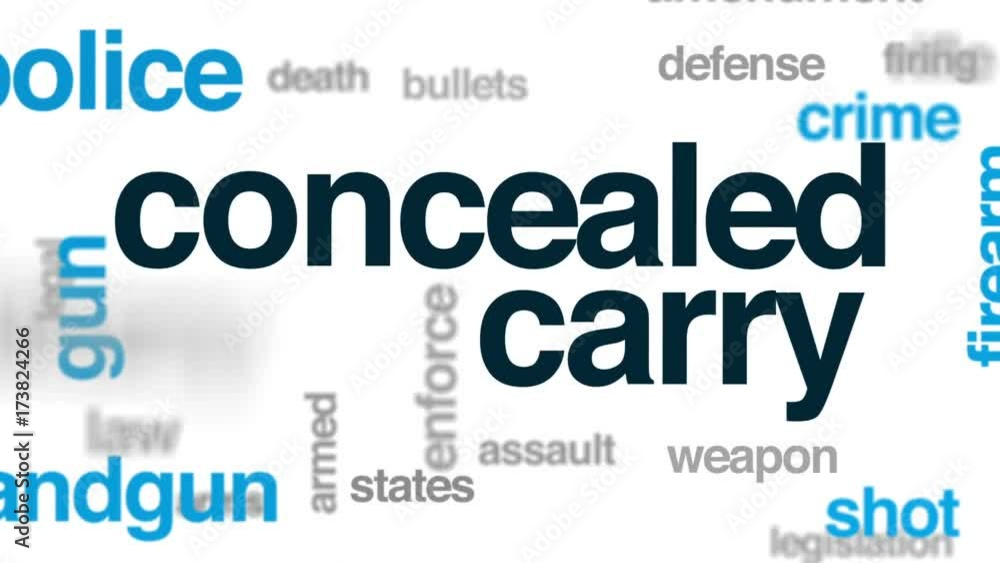 Concealed carry animated word cloud, text design animation. Concealed carry animated word cloud, text design animation.