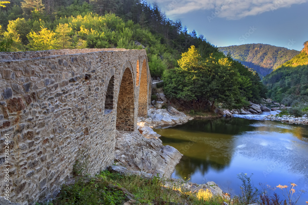 old roman stone bridge near Ardino, Bulgaria