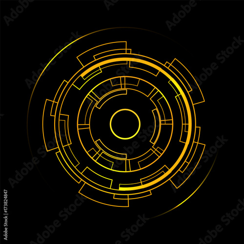 Yellow circle futuristic interface technology hud vector design.