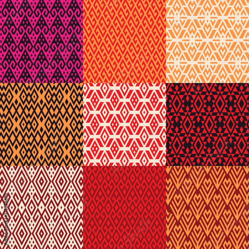 Pattern set of geometric shapes in ethnic style