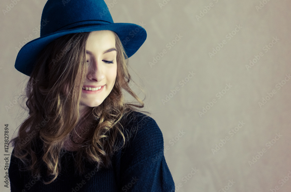 Portrait of beautiful girl in a hat Portrait of beautiful girl in a hat
