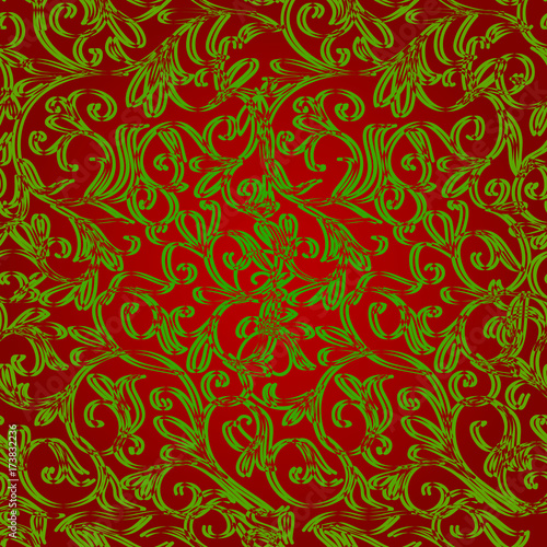 Red background with ornamental pattern. Illustration.