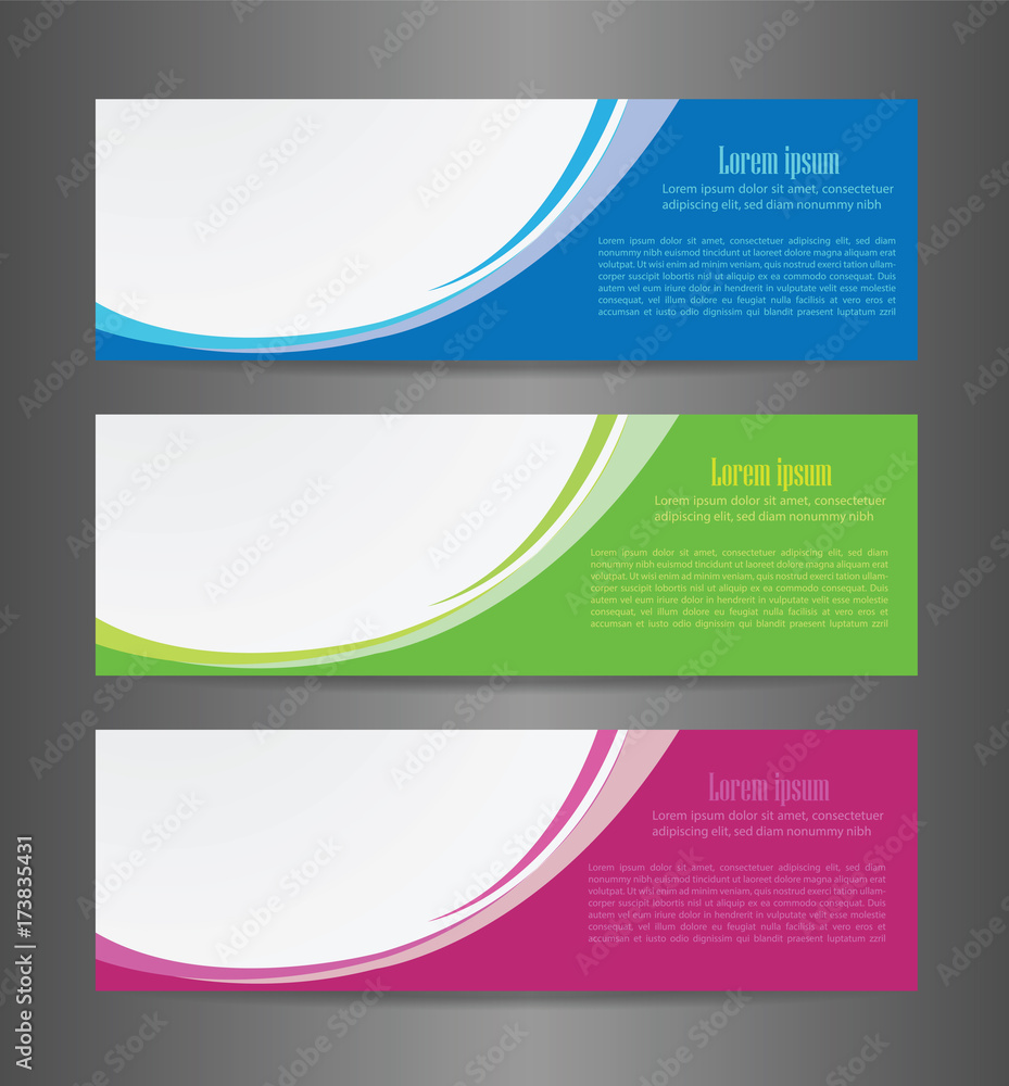 Fototapeta premium Set three abstract modern banner texture. Vector banner background for web banner design