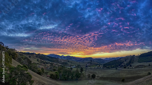 Sunset in valley between hills in S  o Bento do Sapuca   - Sao Paulo - Brazil - Panorama photo