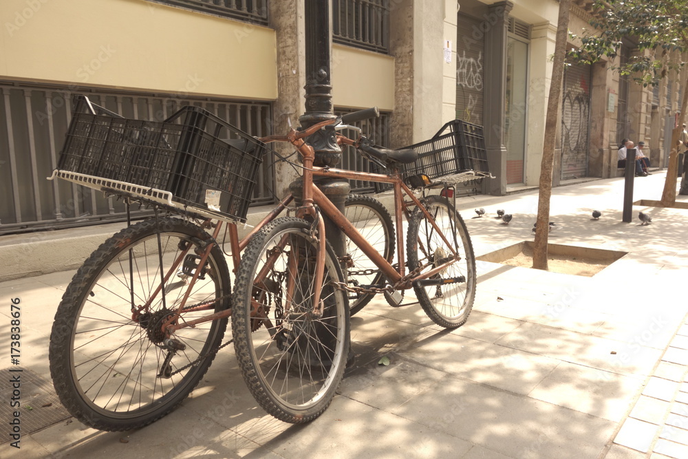 Old bikes in the street