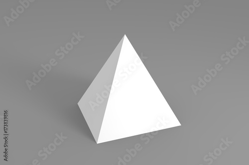 3d render of white pyramid on a background