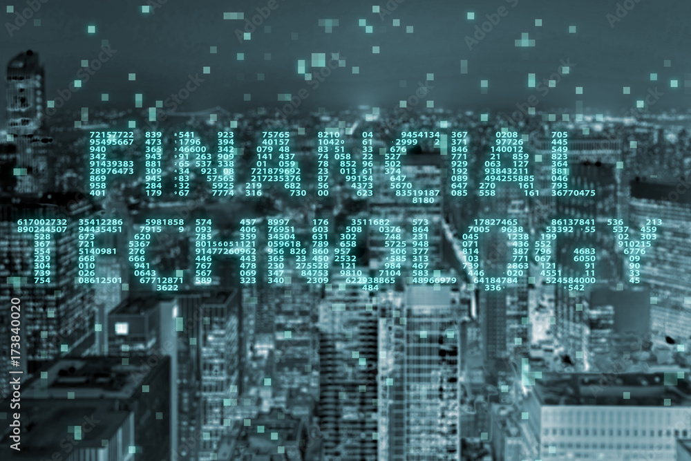 Smart city concept with fintech financial technology concept Smart city concept with fintech financial technology concept