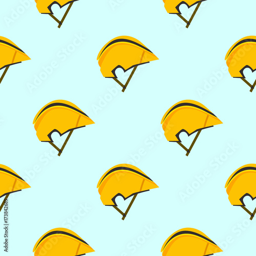 Bicycle helmet vector illustration protective wear seamless pattern background crash cycling hat motorcycle accessory.