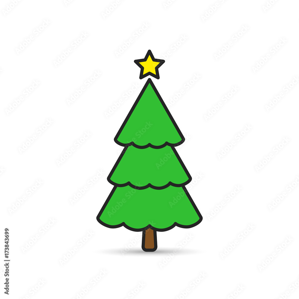 Fir tree green icon, flat design style. Spruce vector symbol Fir tree green icon, flat design style. Spruce vector symbol