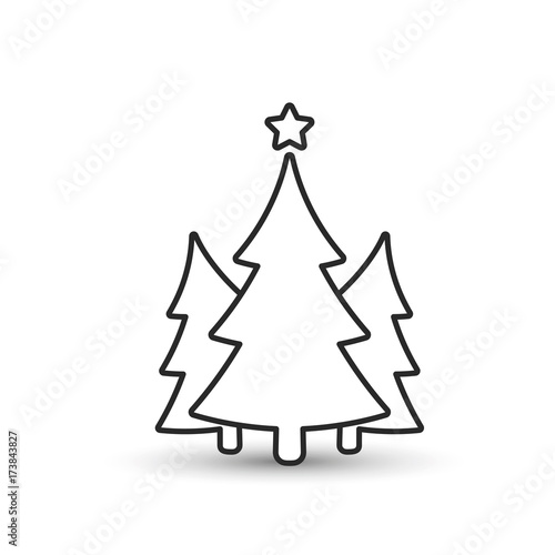 Fir tree outline icon. Spruce vector linear icon