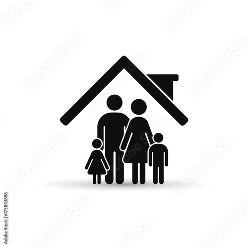 Family at house icon. Vector isolated illustration