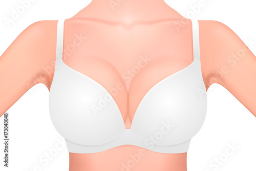 Woman with natural breast wearing white bra 16252736 Stock Photo at Vecteezy