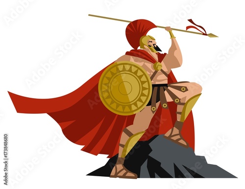 spartan warrior with spear and shield