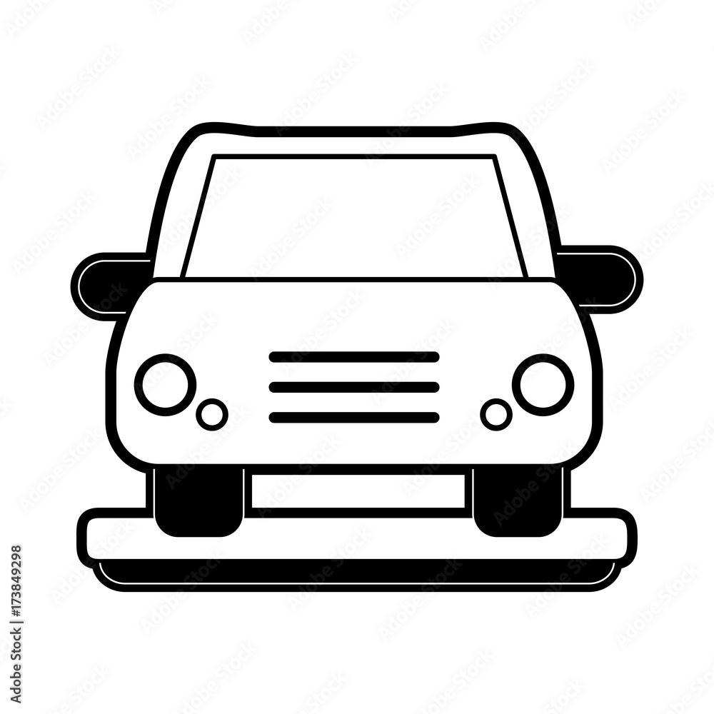 car frontview icon image vector illustration design black and white