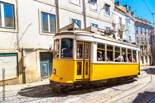 Vintage tram in Lisbon