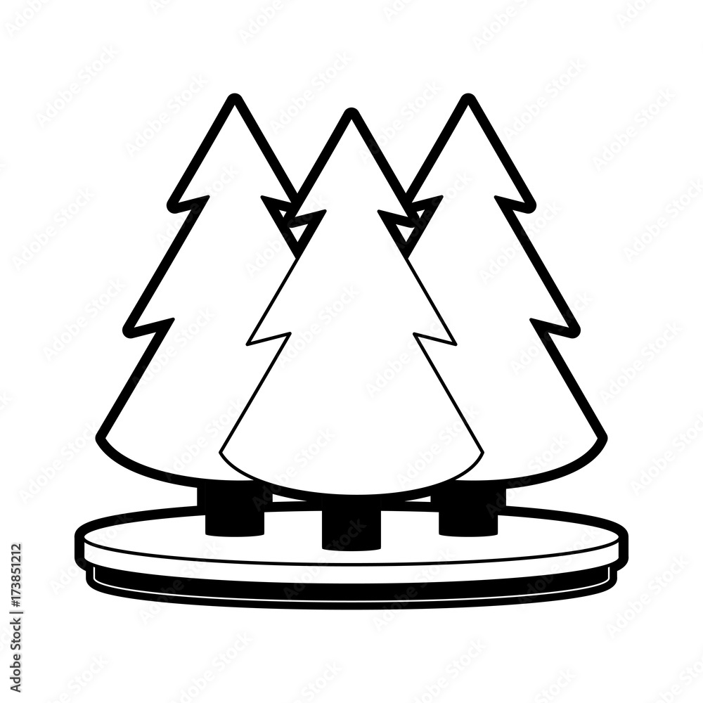 pine tree forest icon image vector illustration design black and white ...