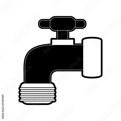 faucet and water drop icon image vector illustration design  black and white