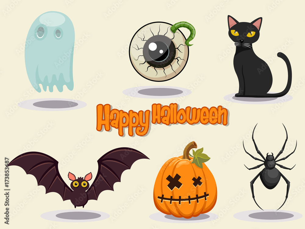 Obraz premium Happy Halloween icon design vector Illustration