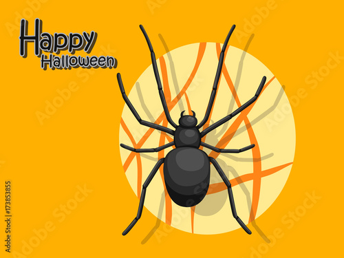 Spider cartoon vector halloween on background photo