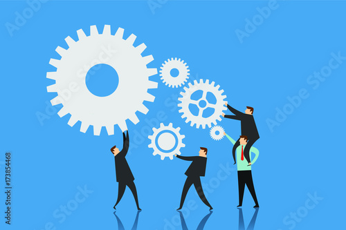team work illustration arrange gear. Business concept illustration