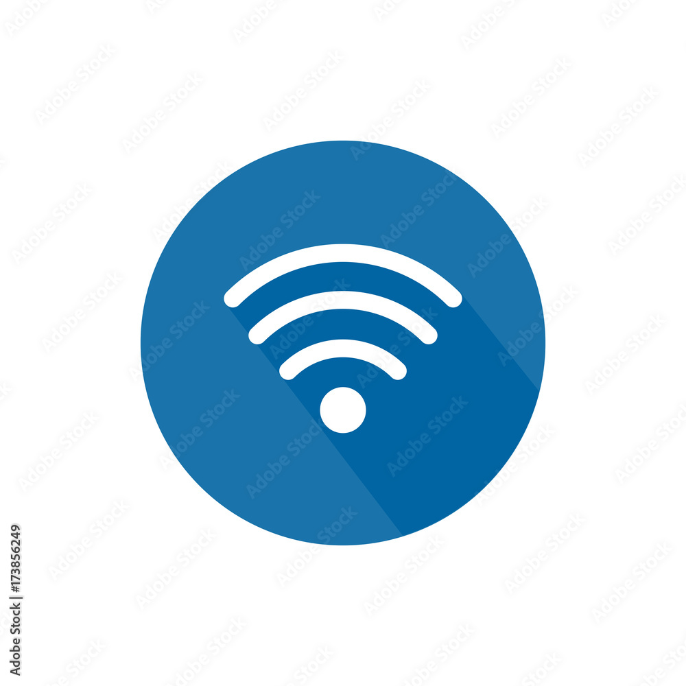 round icon with wifi signal and long shadow. round icon with wifi signal and long shadow.