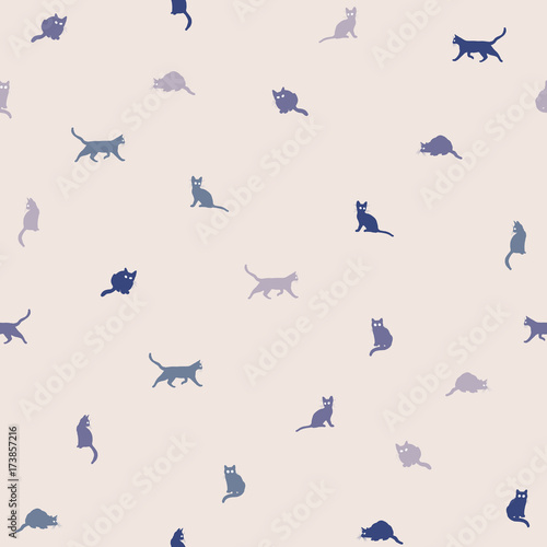 Seamless pattern with small cats