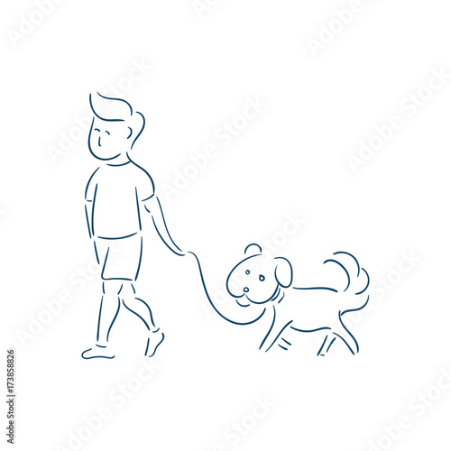 people walk with dog illustration