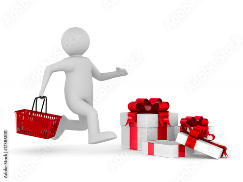 Man with shopping basket an...