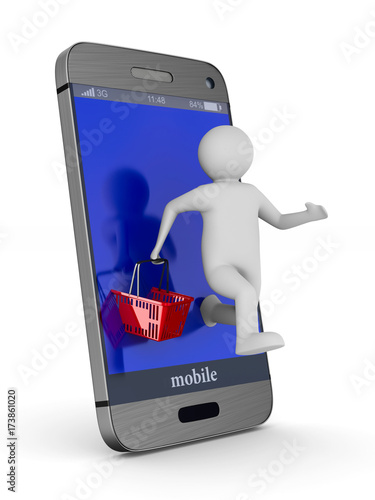 online shopping on white ba...