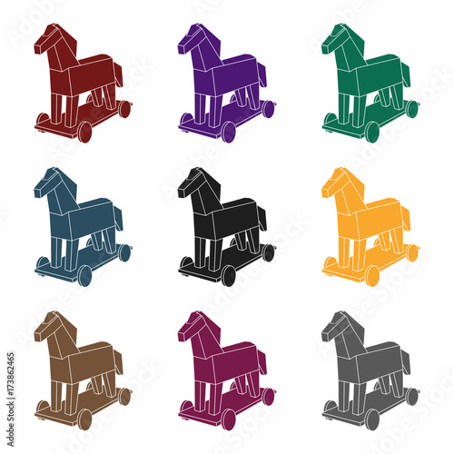 Trojan horse icon in black style isolated on white background. Hackers and hacking symbol stock vector illustration.