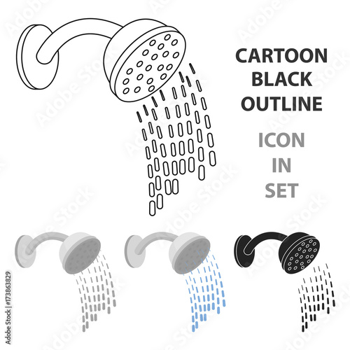 Shower icon in cartoon style isolated on white background. Hotel symbol stock vector illustration.