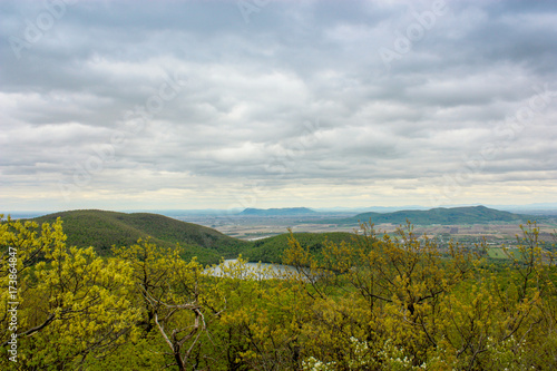 view of a lake on top of mount st-hilaire