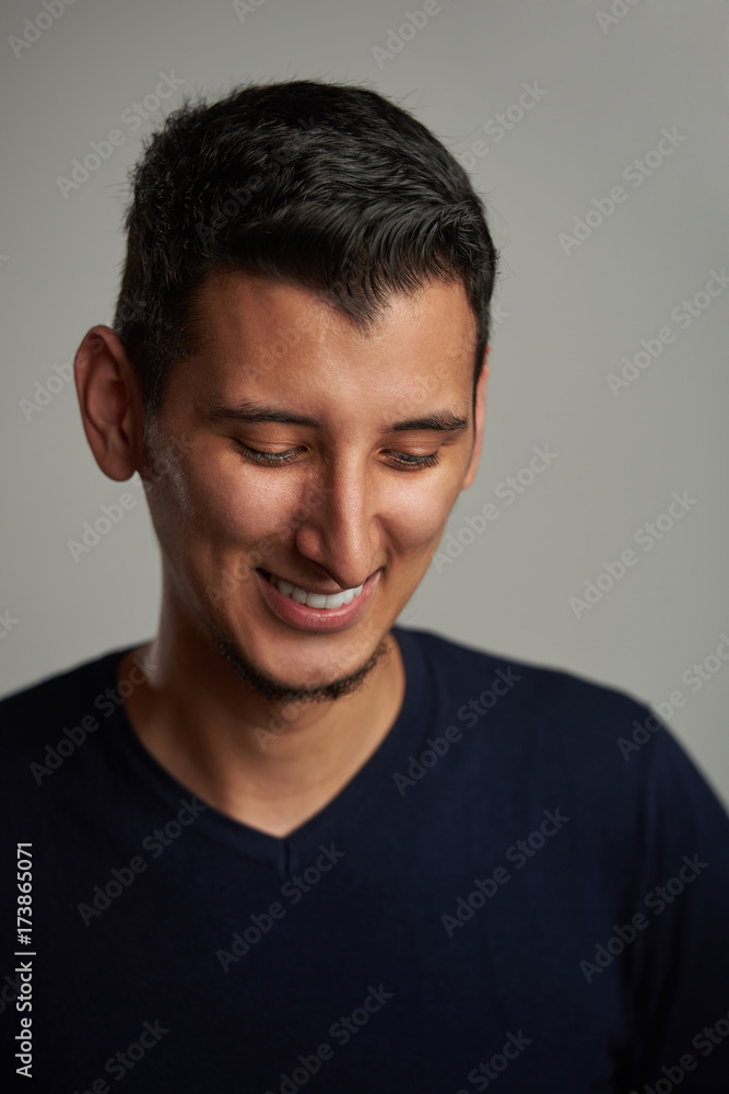 Happy shy young hispanic man Happy shy young hispanic man