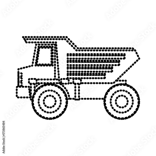 dump truck flat icon monochrome dotted silhouette