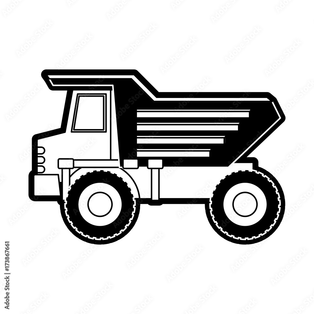Obraz premium dump truck flat icon black silhouette