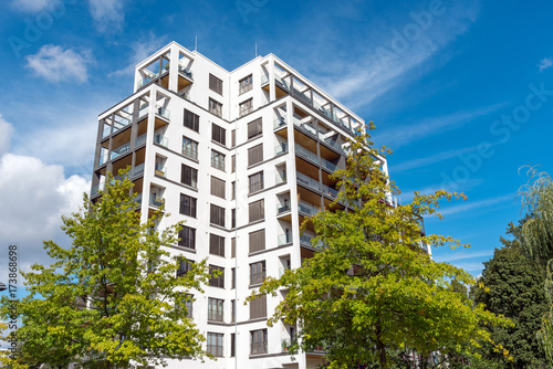 Big modern apartment house seen in Berlin  Germany
