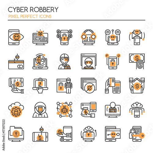 Cyber Robbery Elements , Thin Line and Pixel Perfect Icons.