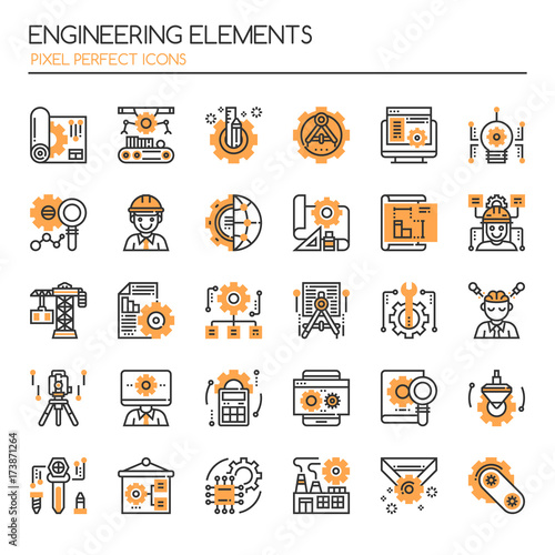Engineering Elements , Thin Line and Pixel Perfect Icons.