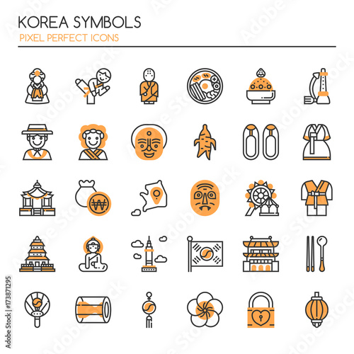 Korea Symbols , Thin Line and Pixel Perfect Icons.