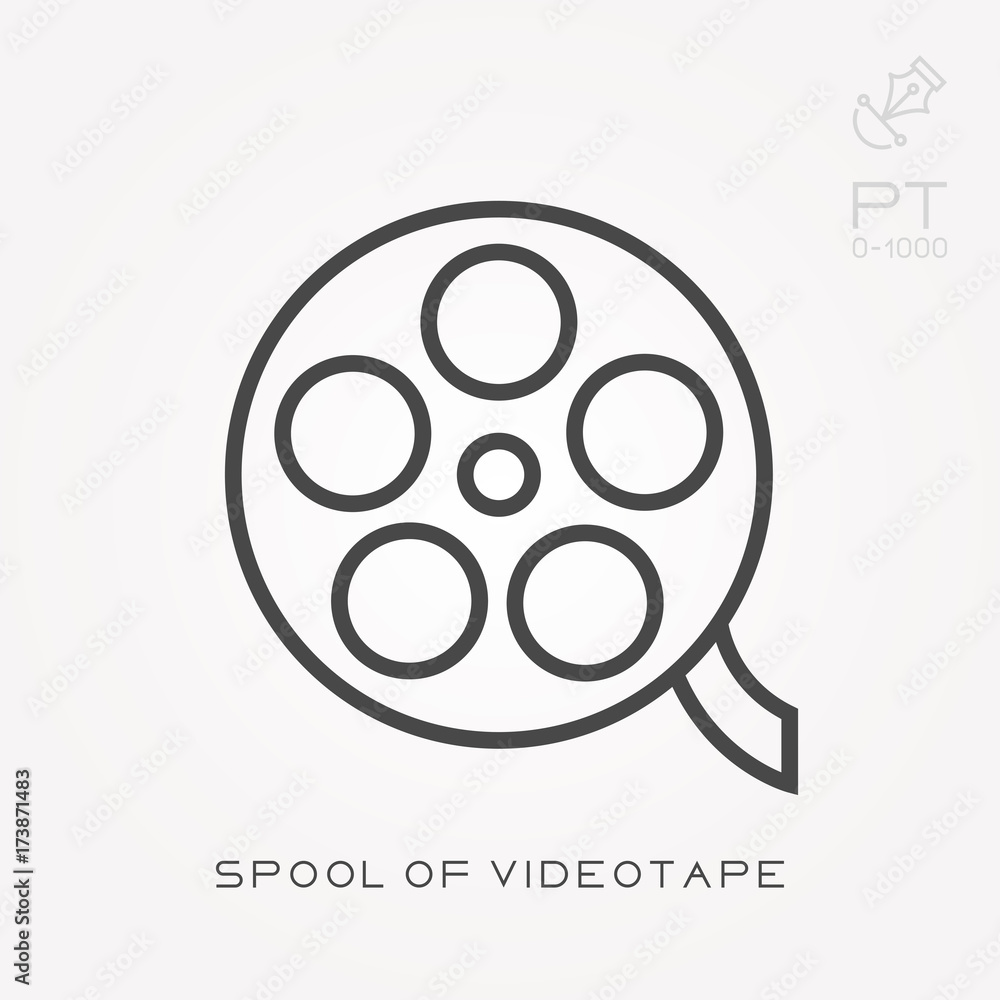 Line icon spool of videotape