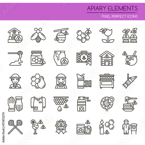 Apiary Elements , Thin Line and Pixel Perfect Icons.